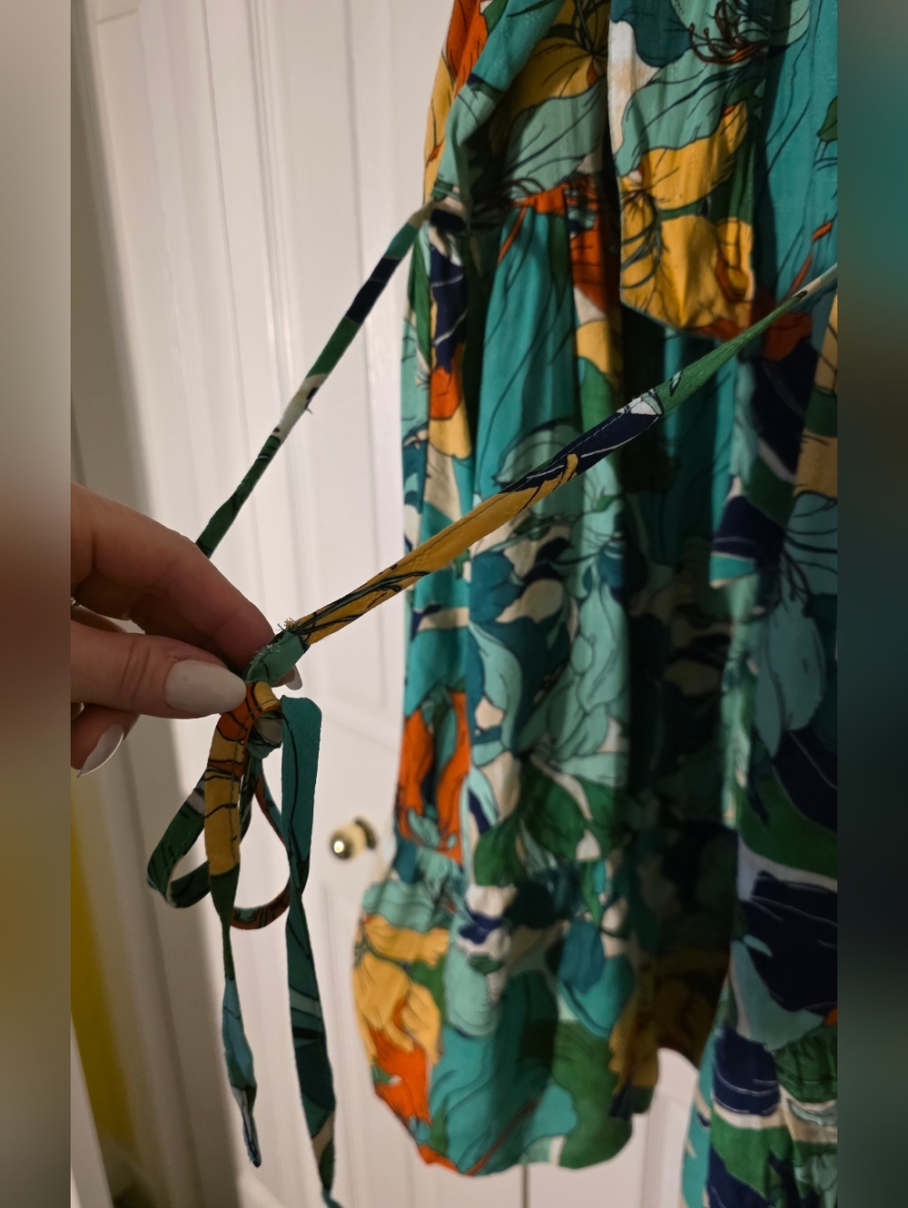 Band Of The Free Viscise Green Floral Square-Neck Mini Dress Size M - Picture 7 of 12